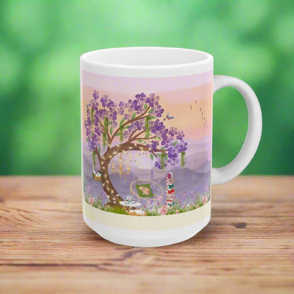 Dreamy Reading Spot Ceramic Mug, (11oz, 15oz)