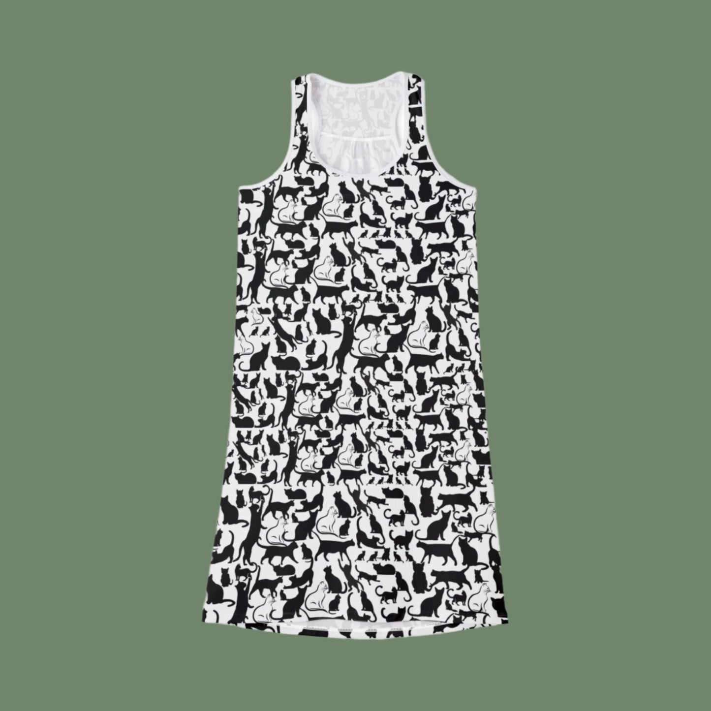 Women's Whimsical Cat allover print Jersey-knit Racerback Dress  (AOP)