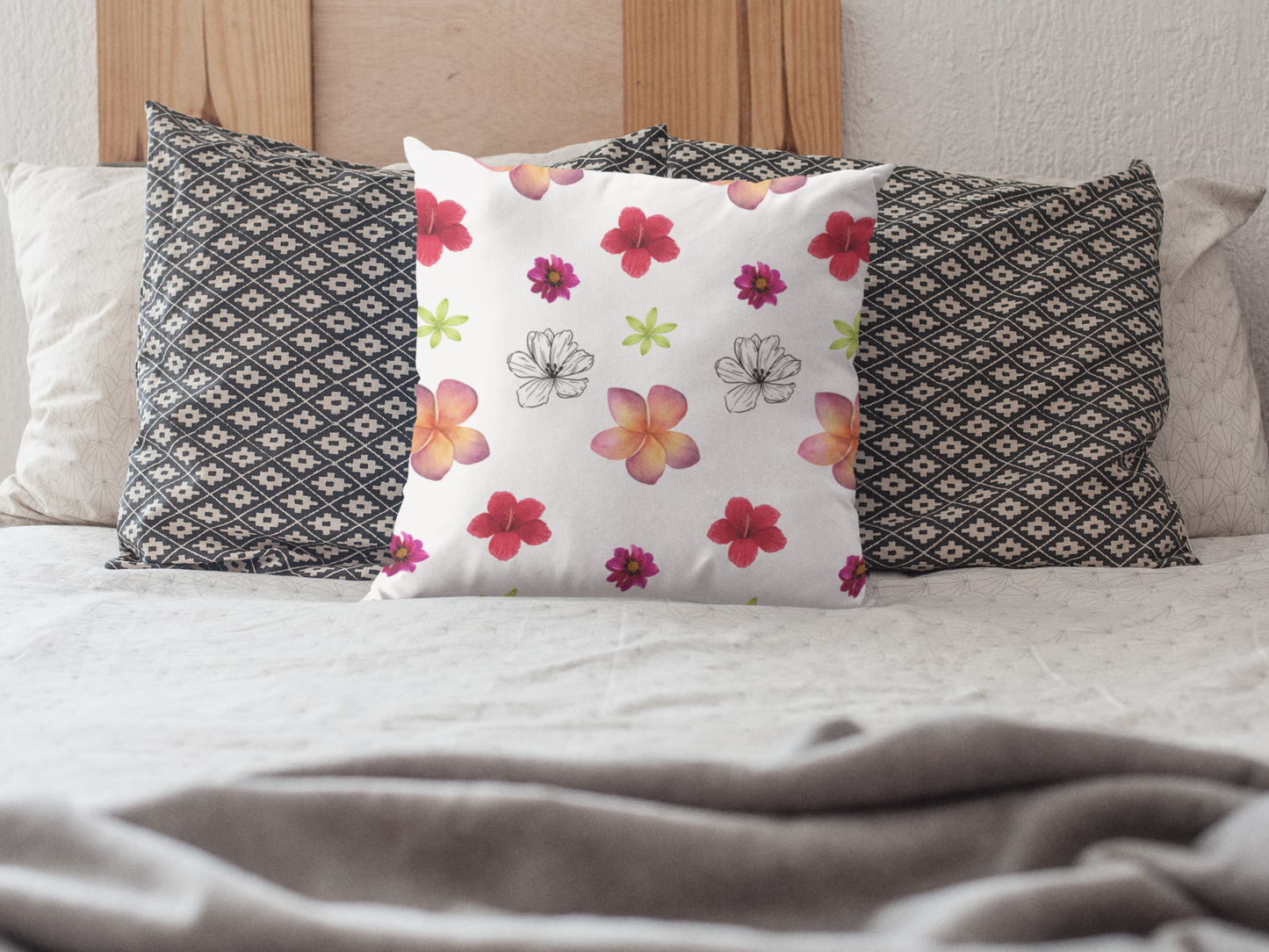 Floral Spread Spun Polyester Square Pillow