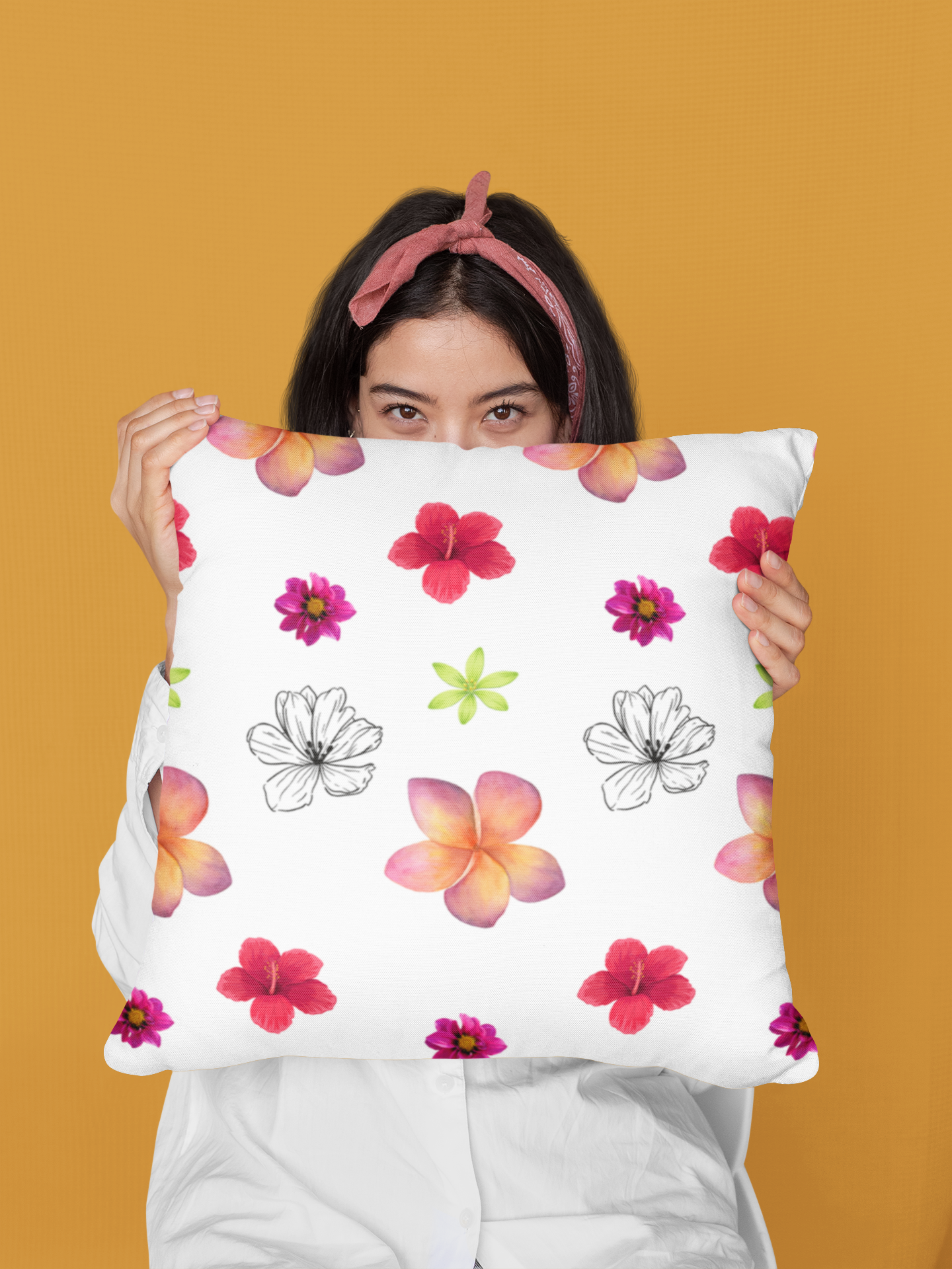 Floral Spread Spun Polyester Square Pillow