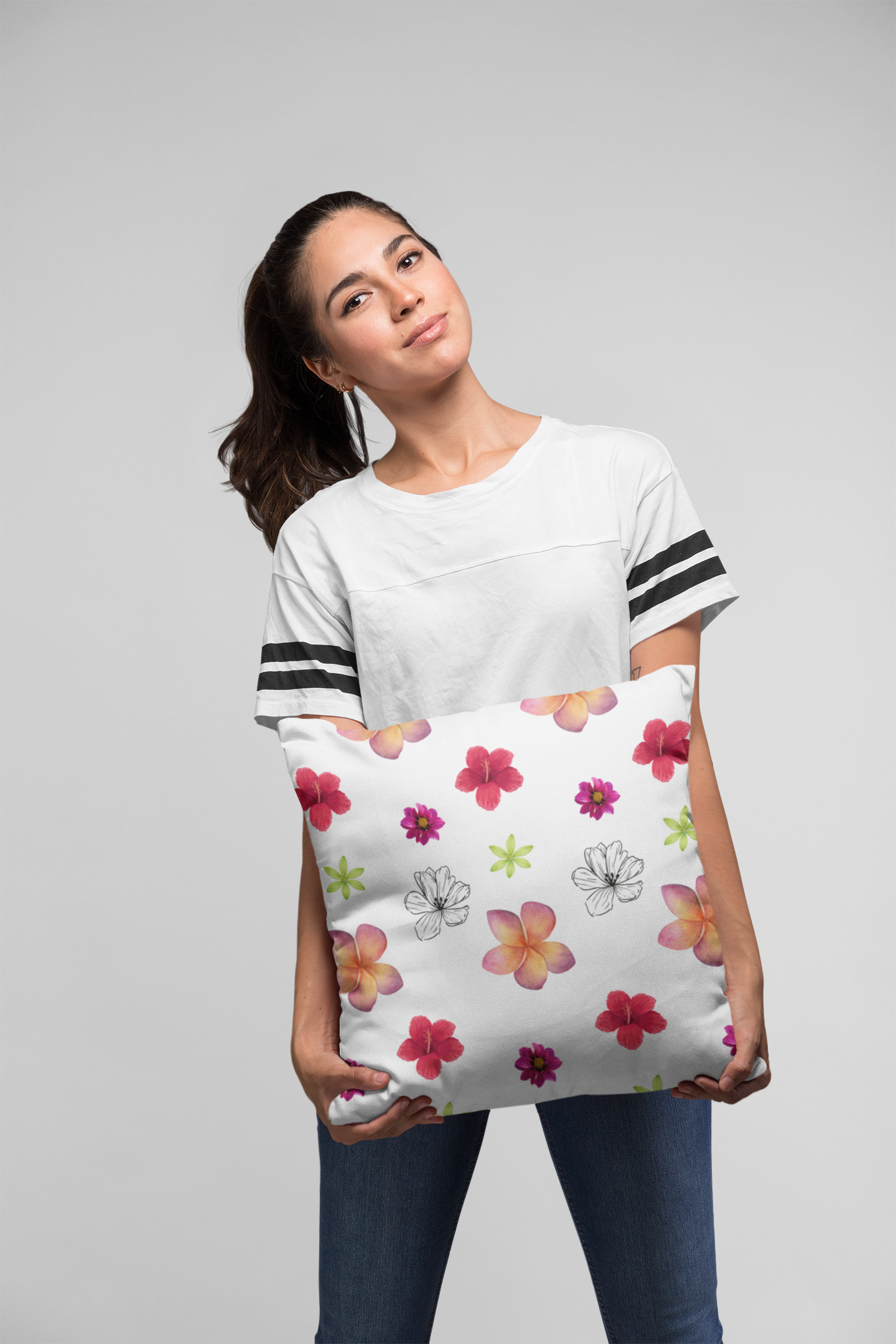 Floral Spread Spun Polyester Square Pillow