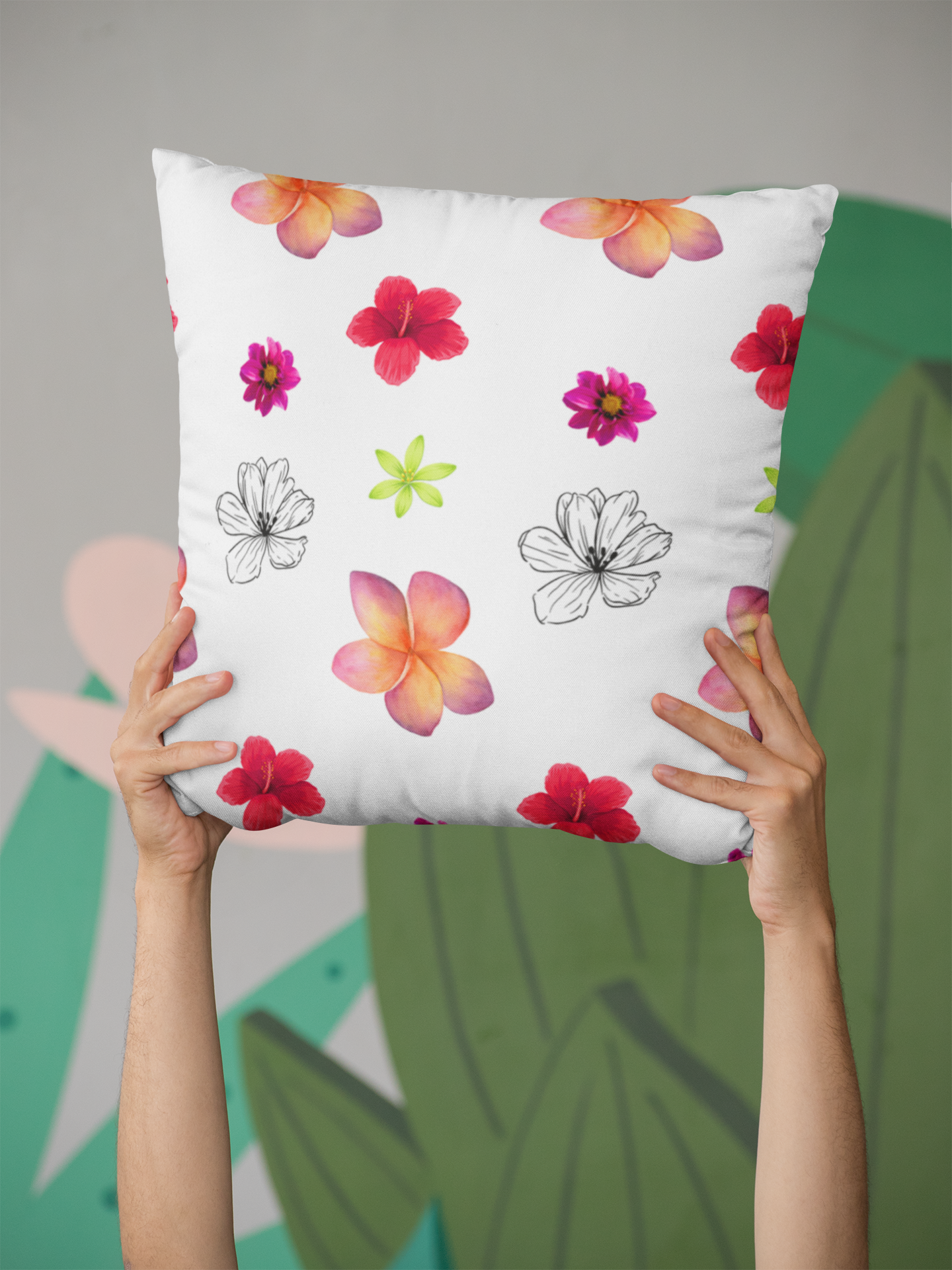 Floral Spread Spun Polyester Square Pillow