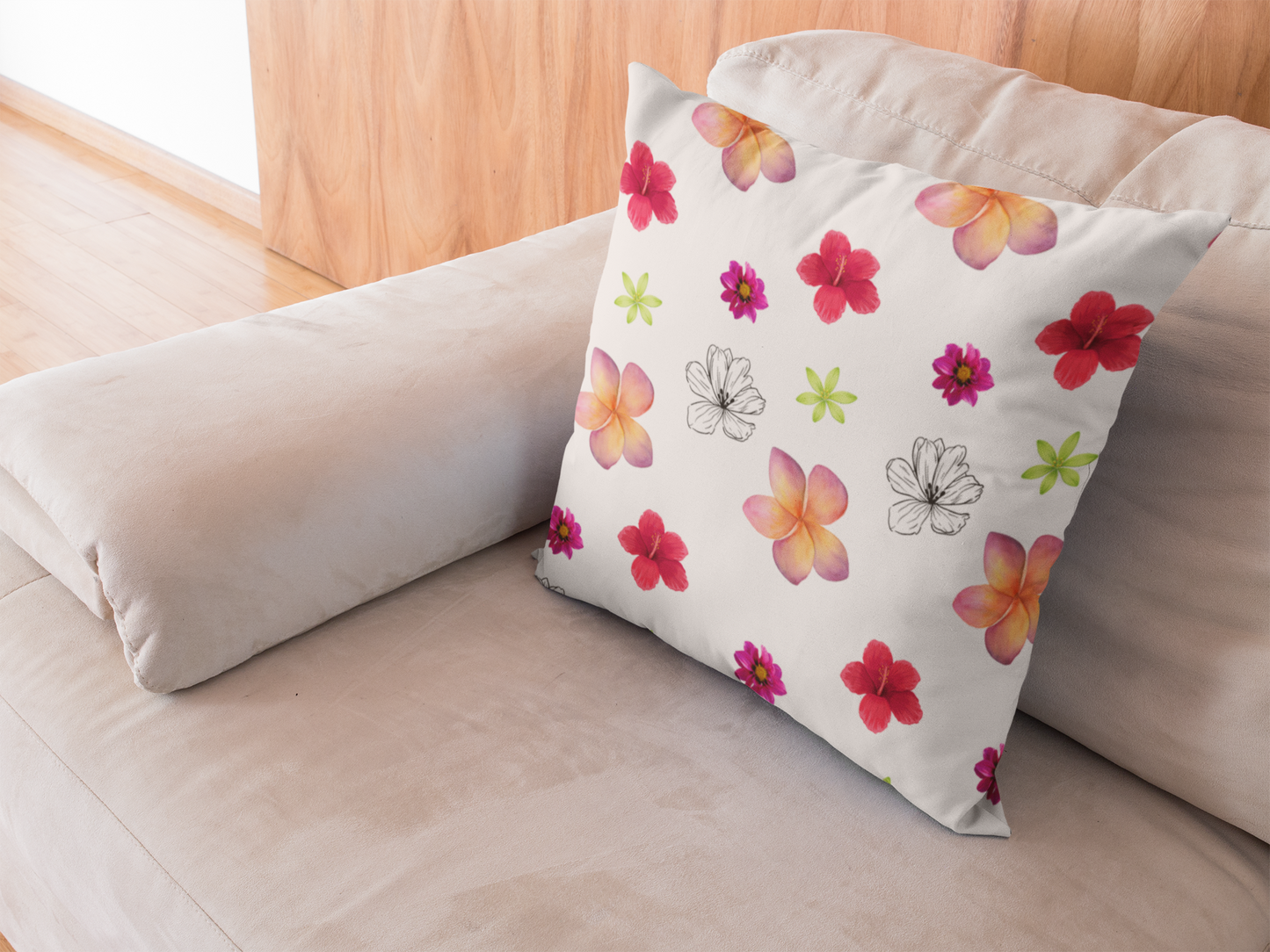 Floral Spread Spun Polyester Square Pillow