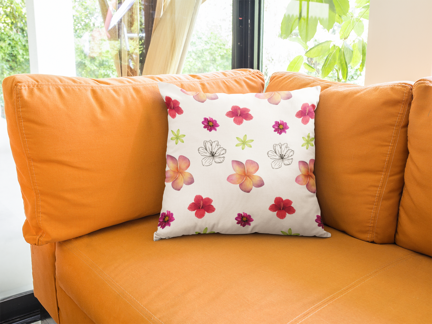 Floral Spread Spun Polyester Square Pillow